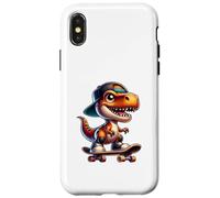 Carcasa para iPhone X/XS Cute T-Rex Skateboard Baby Dinosaur Cartoon for Kids