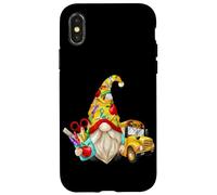 Carcasa para iPhone X/XS Cute Teacher GNOME with Big Yellow Bus For School Bus Driver