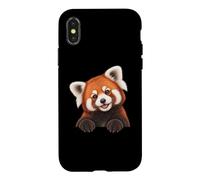 Carcasa para iPhone X/XS Cute Womens Girls Kids Moms Peeking Pocket Red Panda Lover