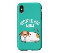Carcasa para iPhone X/XS Cute Womens Girls Red Glasses Guinea Pig Mom Lover