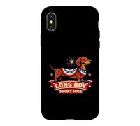 Carcasa para iPhone X/XS Dachshund Long Boy Short Funny Fuse 4 de Julio patriótico