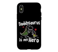 Carcasa para iPhone X/XS Daddysaurus es mi héroe, Lindo Doodle para niños, papá, Amantes de los Dinosaurios