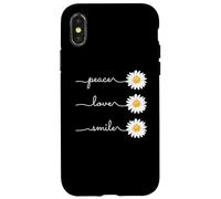 Carcasa para iPhone X/XS Daisy Plant Peace Love Smile Common Daisy Flower