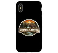 Carcasa para iPhone X/XS Dakota del Norte Souvenir Vacation Memorabilia Badge State Trip