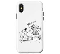 Carcasa para iPhone X/XS David & Goliat Lucha - Niños Fe Colorear Biblia Historia Arte