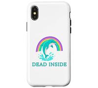 Carcasa para iPhone X/XS Dead Inside Funny Dolphin Rainbow