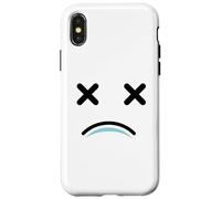 Carcasa para iPhone X/XS Dead Tired Face - Funny Cartoon White/Blue