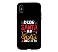 Carcasa para iPhone X/XS Dear Santa My Sister Did It Funny Christmas Boys Kids