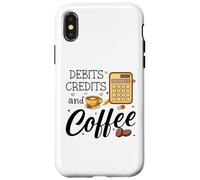 Carcasa para iPhone X/XS Debits Credits & Coffee Cup Funny Accountant It's Tax Season
