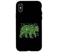 Carcasa para iPhone X/XS Día de San Patricio Oso de la Suerte Irlandés Shamrock Paddy's Day