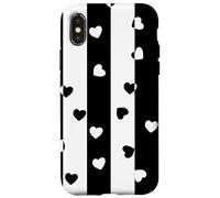 Carcasa para iPhone X/XS Día de San Valentín Negro Blanco Rayas Verticales corazón Minimalista