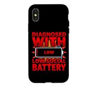 Carcasa para iPhone X/XS Diagnóstico Divertido diagnosticado con Baja batería Social