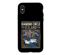 Carcasa para iPhone X/XS Diamond Circle Islandia Cascadas Ruta Escénica Vintage
