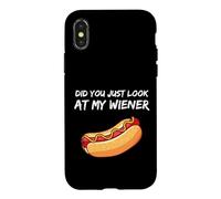 Carcasa para iPhone X/XS Did You Just Look At My Wiener Funny BBQ Hotdog Party Humor
