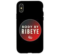 Carcasa para iPhone X/XS Dieta carnívora Body by Ribeye, cetogénica, carnívora, Gimnasio