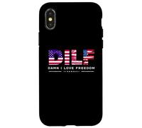 Carcasa para iPhone X/XS DILF Damn I Love Freedom Funny Patriotic USA Pride Tees