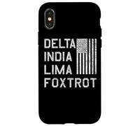 Carcasa para iPhone X/XS DILF Delta India Lima Foxtrot US Bandera Patriot Americano