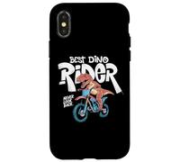 Carcasa para iPhone X/XS Dinosaur T Rex Riding a Bike Motocross Dino Rider