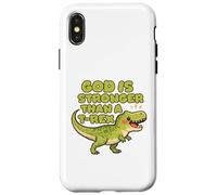 Carcasa para iPhone X/XS Dios es más Fuerte Que un Trex Cute Dino Kids Christianity