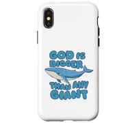 Carcasa para iPhone X/XS Dios es más Grande Que Cualquier Ballena Azul Gigante Lindos niños Cristianos