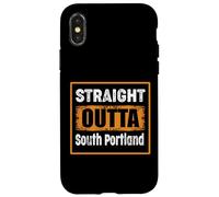 Carcasa para iPhone X/XS Directamente Fuera del Sur de Portland Maine USA Retro Vintage Humor