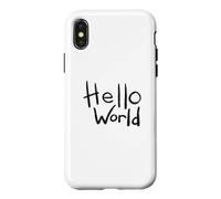 Carcasa para iPhone X/XS Diseño artístico con Pincel en Negrita de Hello World con el Primer código