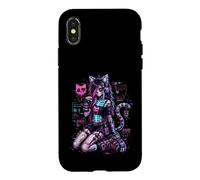 Carcasa para iPhone X/XS Diseño de Anime Cyber Goth Girl Skeleton Glitch al Estilo Y2K