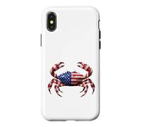 Carcasa para iPhone X/XS Diseño de Cangrejo patriótico Rojo Blanco 4 de Julio 250 años