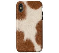 Carcasa para iPhone X/XS Diseño de Estilo Rancho Occidental de Vaca marrón Blanco