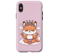 Carcasa para iPhone X/XS Diseño de Mandala en Postura de Loto para atención Plena, Lindo Zorro de Yoga