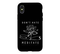 Carcasa para iPhone X/XS Diseño Divertido para Instructor de Yoga con Texto en inglés Don't Hate, Meditate