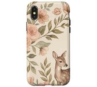Carcasa para iPhone X/XS Diseño Floral de Ciervos del Bosque de Mariposas