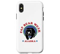 Carcasa para iPhone X/XS Diseño Retro de los años 90 de la Semana de Fat Bear de Alaska, celebra Osos Fuertes