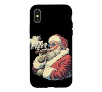 Carcasa para iPhone X/XS Disfraz de Papá Noel Rico con cigarro para los Amantes de los Puros