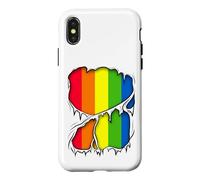 Carcasa para iPhone X/XS Disfraz Gay Pride Halloween LGBT LGBTQ Arco Iris Desgarrado Interior