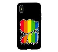 Carcasa para iPhone X/XS Disfraz Gay Pride Halloween LGBT LGBTQ Arco Iris Desgarrado Interior
