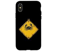 Carcasa para iPhone X/XS Distressed Crab Warning Sign Ocean Beach