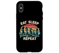 Carcasa para iPhone X/XS Divertida Camiseta Eat Sleep Play Chess Repeat para un Jugador de ajedrez