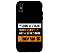 Carcasa para iPhone X/XS Divertida Frase en alemán Ich corrigiere Deine Grammatik.