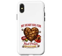 Carcasa para iPhone X/XS Divertida Idea de Amor para Perros con Estampado de Barro y Estampado de My Heart Has Fur