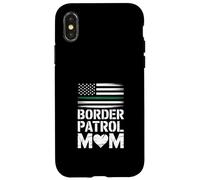 Carcasa para iPhone X/XS Divertida mamá de la Patrulla Fronteriza Diciendo corazón con la Bandera Estadounidense