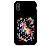 Carcasa para iPhone X/XS Divertidas Criaturas mágicas Acuarela Salpicadura Abstracto