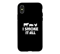 Carcasa para iPhone X/XS Divertido Arte de BBQ Pitmaster I Smoke It All asando Carne ahumada