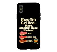Carcasa para iPhone X/XS Divertido BBQ Grill Master Steak Doneness Cookout Humor