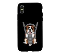 Carcasa para iPhone X/XS Divertido Cachorro de San Bernardo en un portabebés. Amante de los Perros