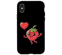 Carcasa para iPhone X/XS Divertido corazón de Fresa para el día de San Valentín Kawaii Fruit Lover
