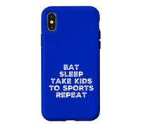 Carcasa para iPhone X/XS Divertido Eat Sleep Kids Sports Repeat Mom Dad Sport Fan