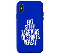 Carcasa para iPhone X/XS Divertido Eat Sleep Kids Sports Repeat Mom Dad Sport Fan