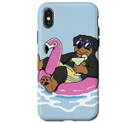 Carcasa para iPhone X/XS Divertido Flotador de Piscina Rottweiler Flamingo Summer Party Vibes