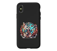 Carcasa para iPhone X/XS Divertido Hard & Heavy Rock Maneki Neko Rockstar Gato Guitarra